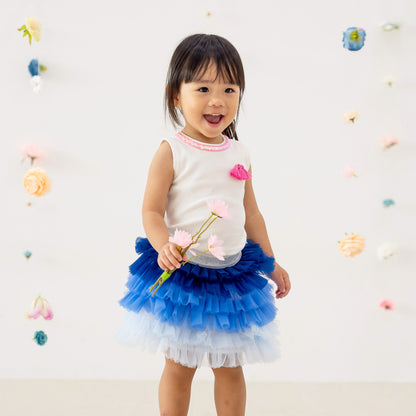 Party Series - Girls Ribbed Tank in White by Le Petit Society — image 10