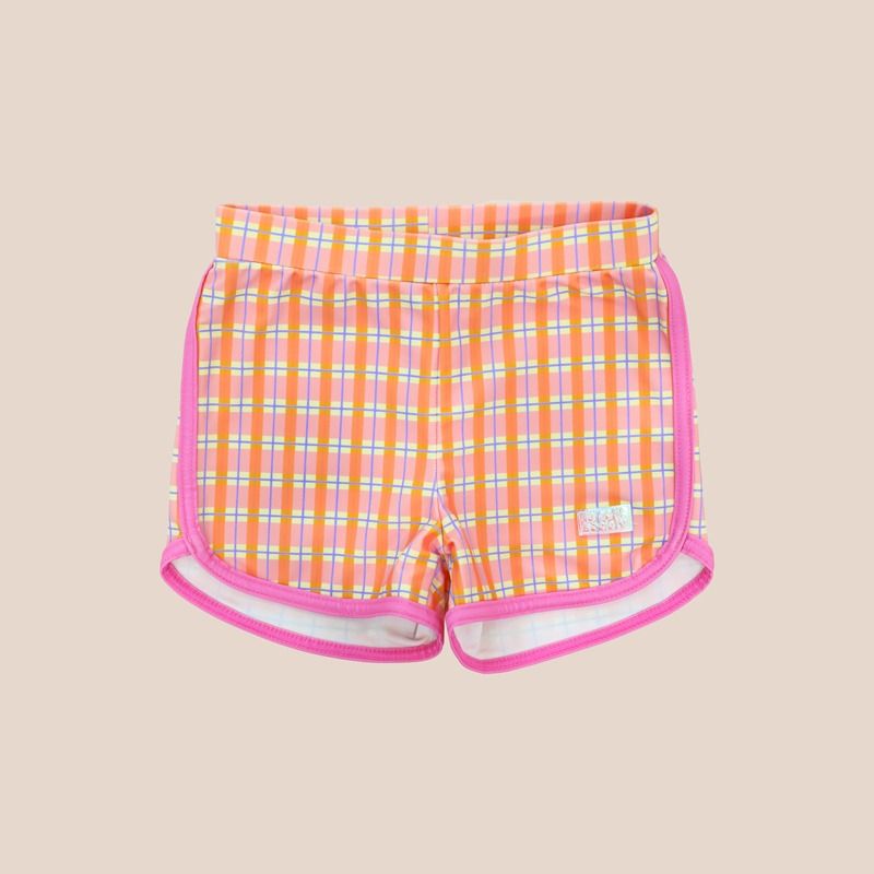 Girls Swim Shorts in Pink Gingham Print by Le Petit Society — image 5