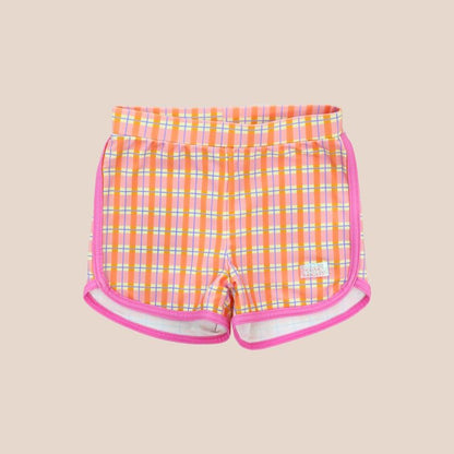 Girls Swim Shorts in Pink Gingham Print by Le Petit Society — image 8