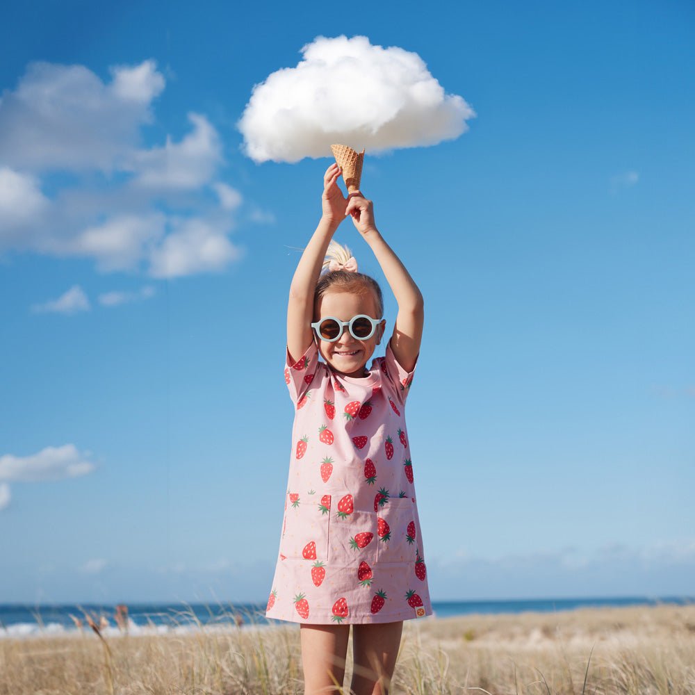 Made For Play - Girls T-shirt Dress in Strawberry Print by Le Petit Society — image 12