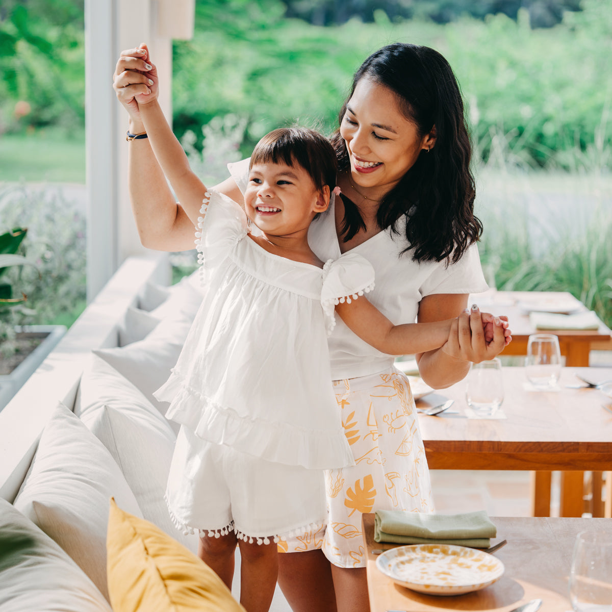 Resort Series - Girls Flutter Sleeves Baby Doll Top in White by Le Petit Society — image 3