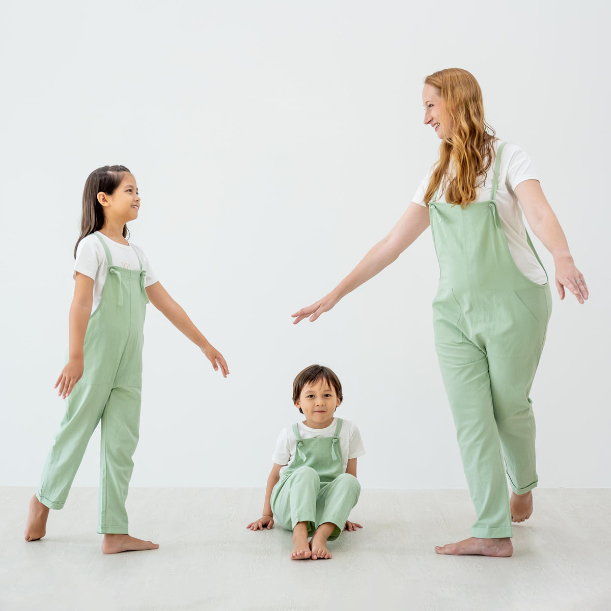 Mama & Mini in Pastel Green Kids Long Overalls by Le Petit Society — image 5