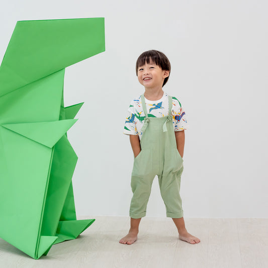 Mama & Mini in Pastel Green Kids Long Overalls by Le Petit Society — image 2