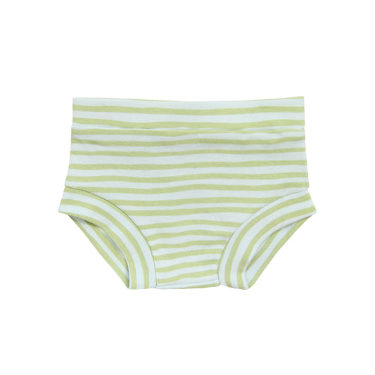Baby Organic Boxer Shorts in Green Stripes Print by Le Petit Society