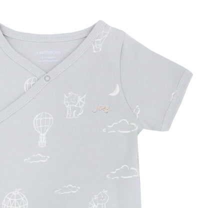 Baby Organic Kimono Romper in Dreamy Dragon - Grey by Le Petit Society — image 2