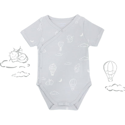 Baby Organic Kimono Romper in Dreamy Dragon - Grey by Le Petit Society — image 6