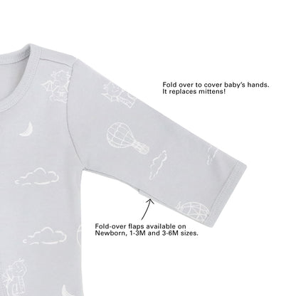 Baby Organic Sleepsuit - Dreamy Dragon in Grey by Le Petit Society — image 4