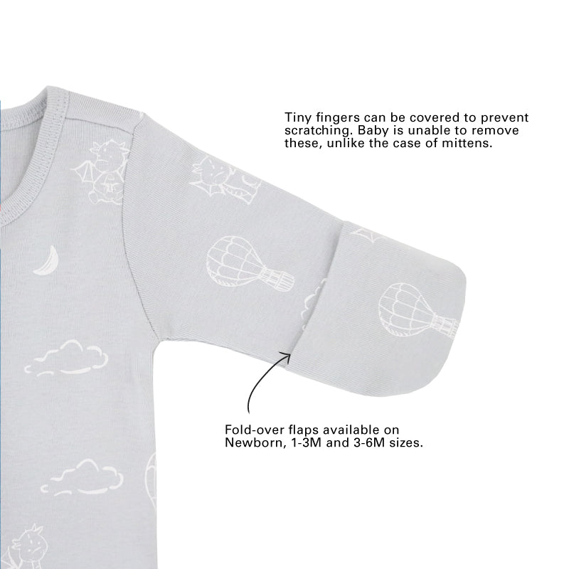 Baby Organic Sleepsuit - Dreamy Dragon in Grey by Le Petit Society — image 5