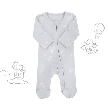 Baby Organic Sleepsuit - Dreamy Dragon in Grey by Le Petit Society — image 10