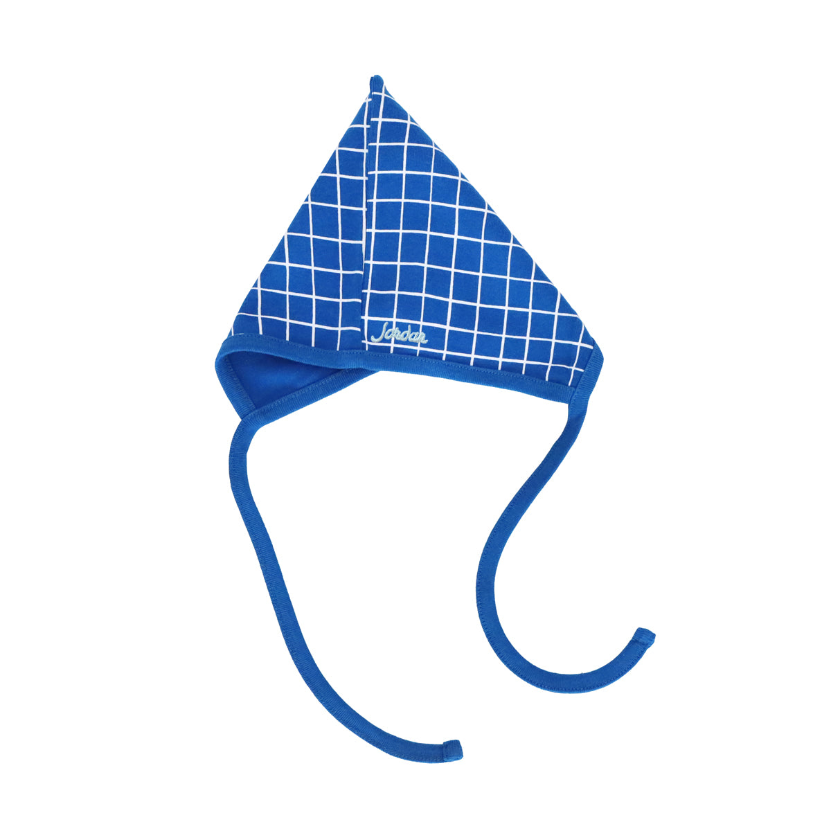 Organic Baby Bonnet Hat in Grid Print by Le Petit Society — image 2