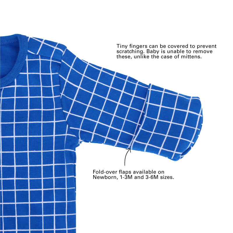 Baby Organic Zip Sleepsuit in Grid Print by Le Petit Society — image 7