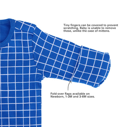 Baby Organic Zip Sleepsuit in Grid Print by Le Petit Society — image 7