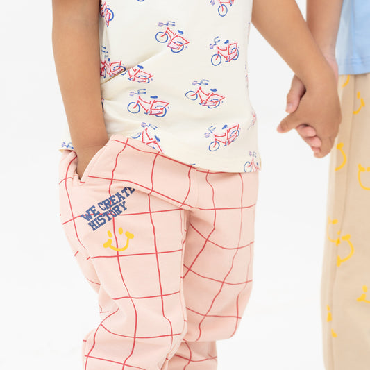 Made For Play - Kids Jogger Pants in Grid Print by Le Petit Society