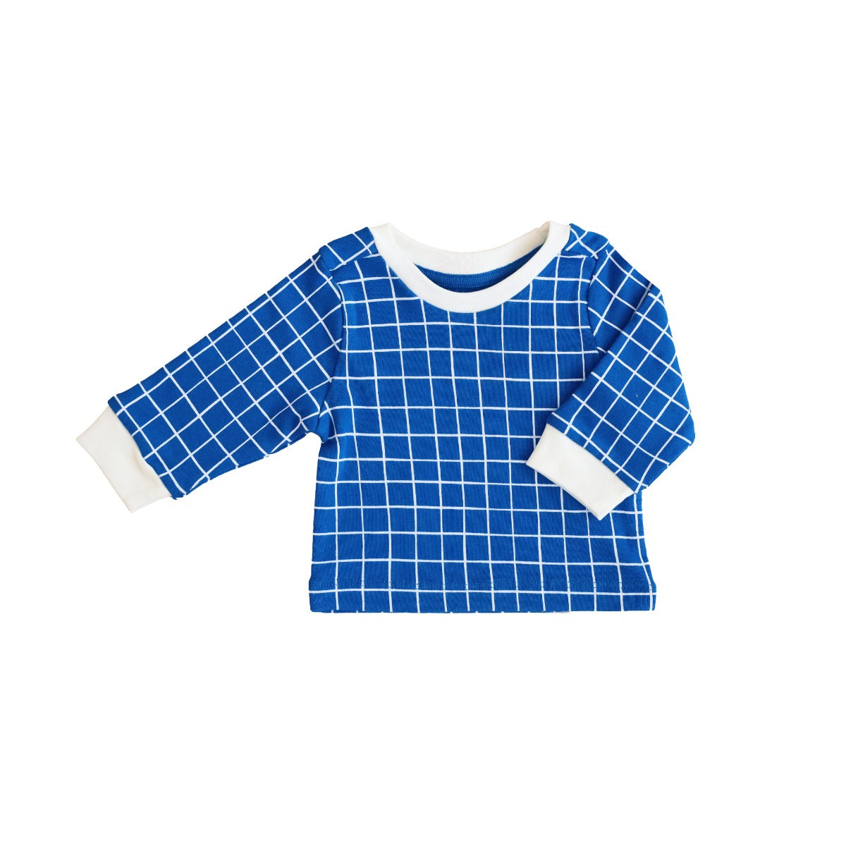 Baby Organic Long Sleeves Top in Grid Print by Le Petit Society — image 4