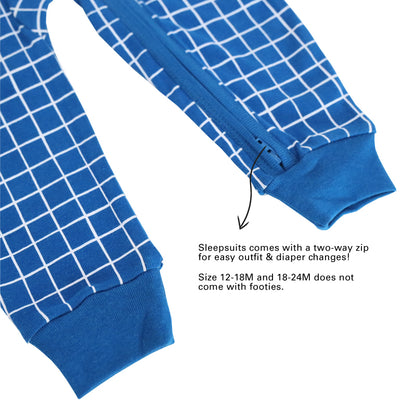 Baby Organic Zip Sleepsuit in Grid Print by Le Petit Society — image 8
