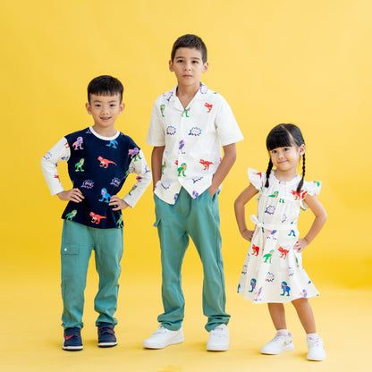 Made for Play - Long Sleeves Tee in T-Rex Print in Navy by Le Petit Society — image 5