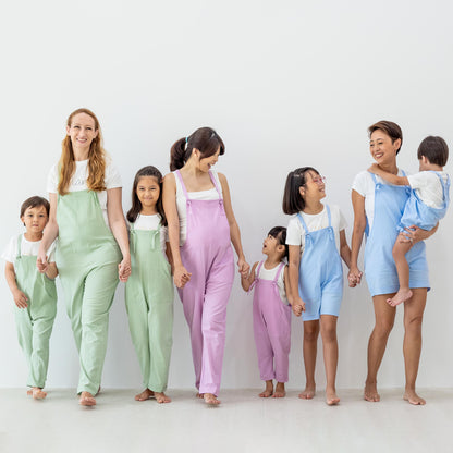 Mama & Mini in Pastel Blue Ladies Short Overalls by Le Petit Society — image 4
