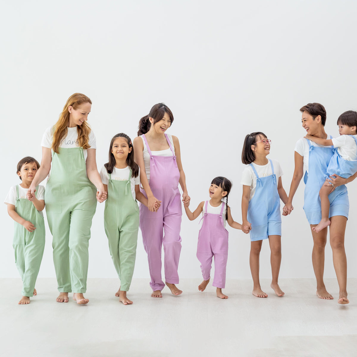 Mama & Mini in Pastel Green Kids Long Overalls by Le Petit Society — image 3