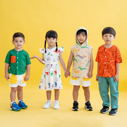 Made for Play - Kids Shorts with Contrast Pockets in White by Le Petit Society — image 4
