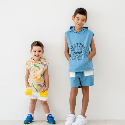 Made for Play - Hoodie Tank in Triceratops Print in Blue by Le Petit Society — image 2