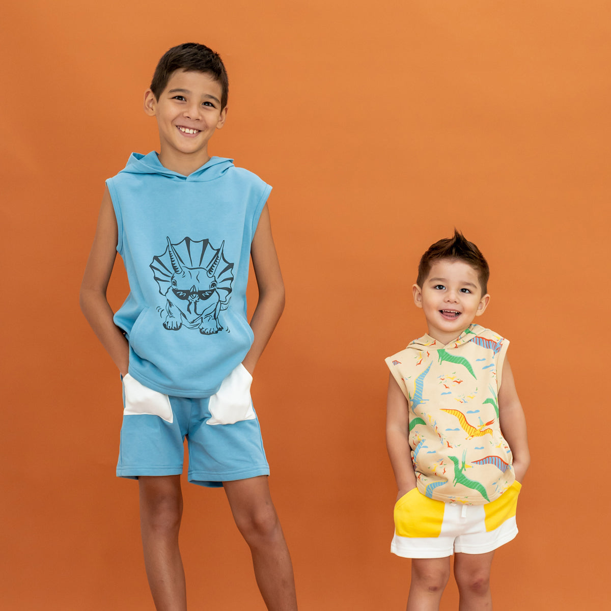 Made for Play - Hoodie Tank in Triceratops Print in Blue by Le Petit Society — image 5