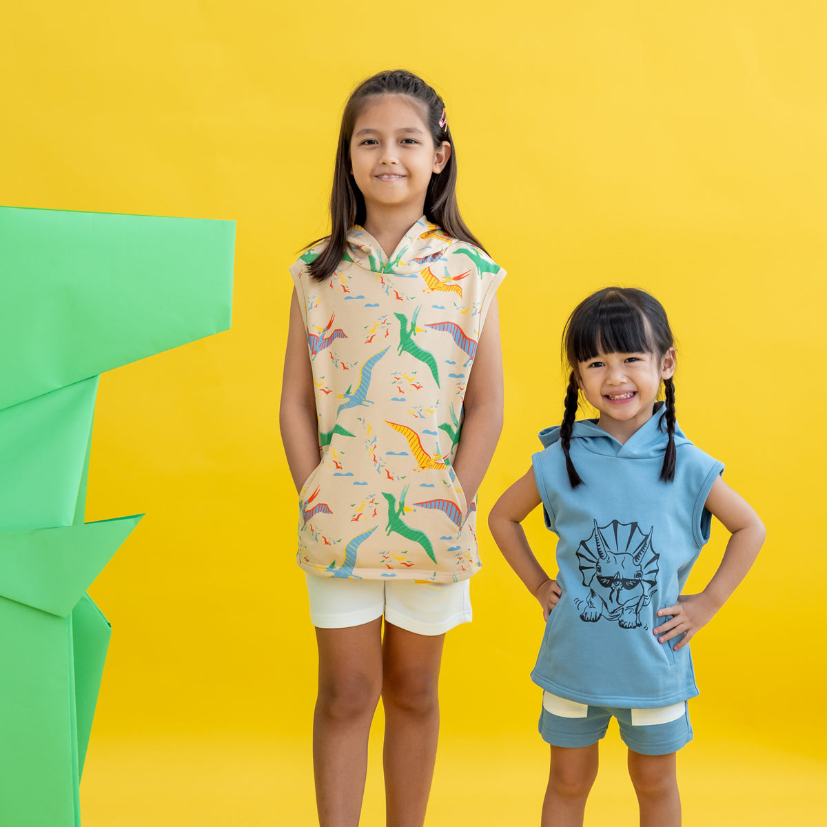 Made for Play - Hoodie Tank in Party Pterodactyl Print in Beige by Le Petit Society — image 8