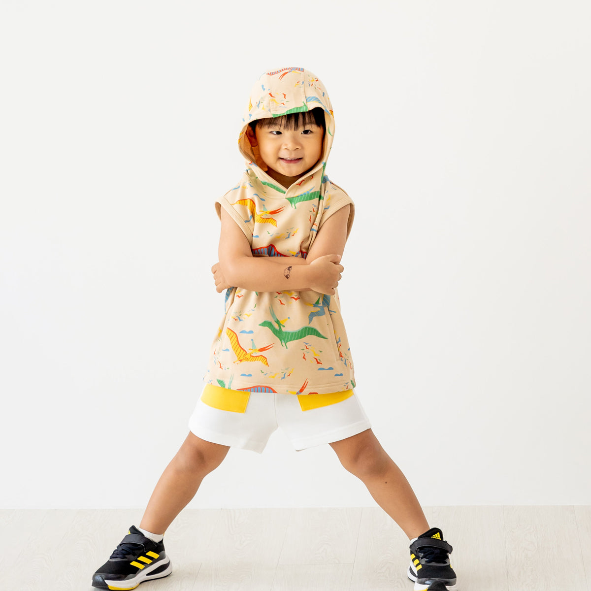 Made for Play - Hoodie Tank in Party Pterodactyl Print in Beige by Le Petit Society — image 18