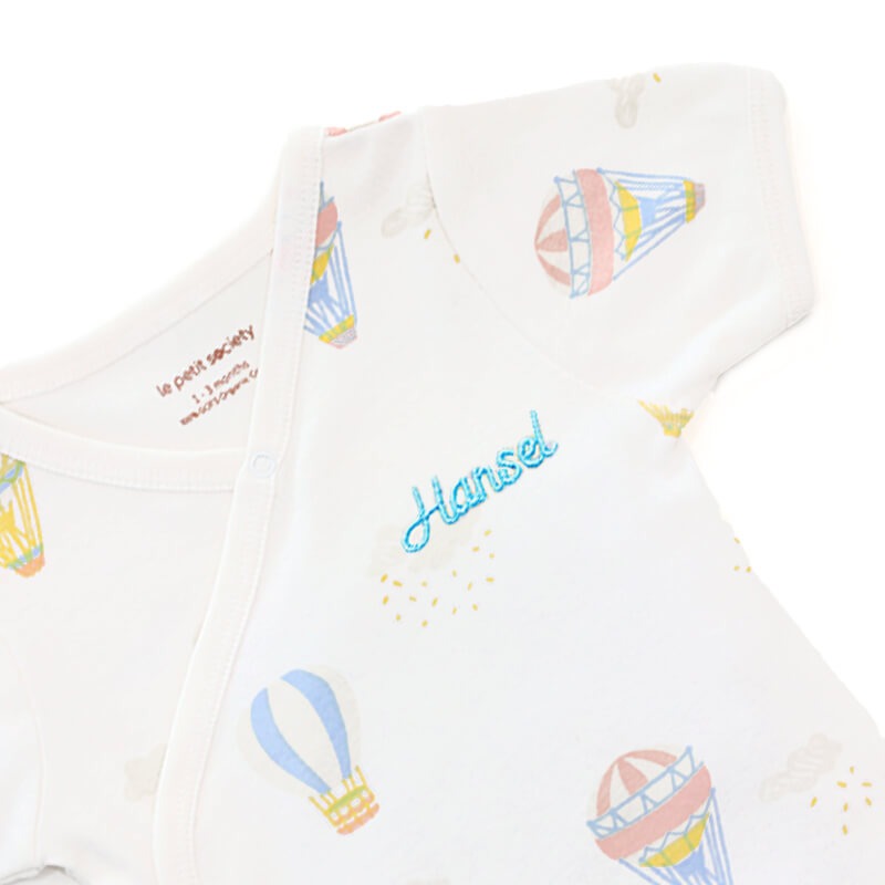 Baby Organic Kimono Romper in Hot Air Balloon Print by Le Petit Society — image 2