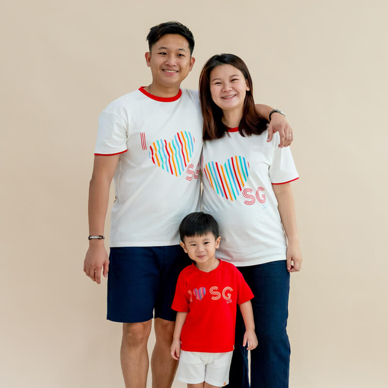 A Singapore Series - "I Love SG" Adult Contrast Tee in White by Le Petit Society — image 2