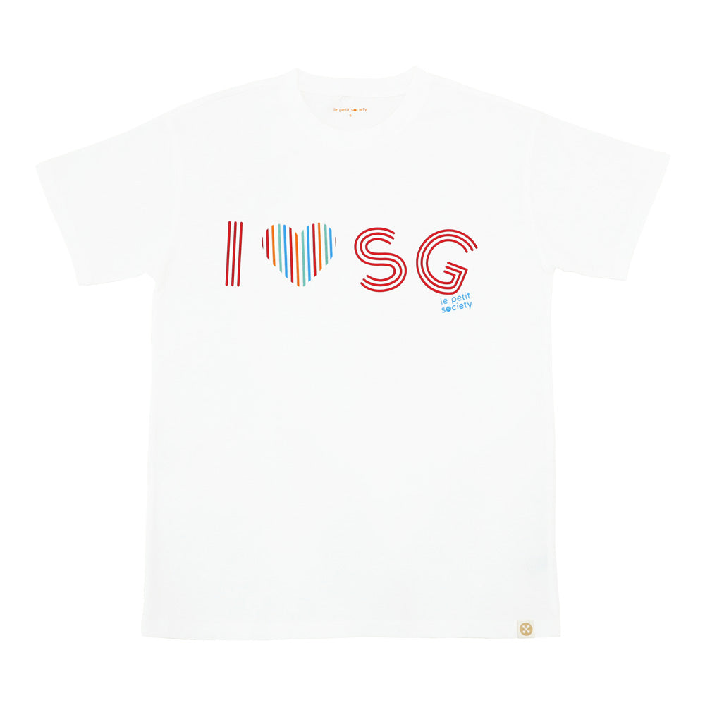 A Singapore Series - "I Love SG" Adult Tee in White by Le Petit Society — image 4