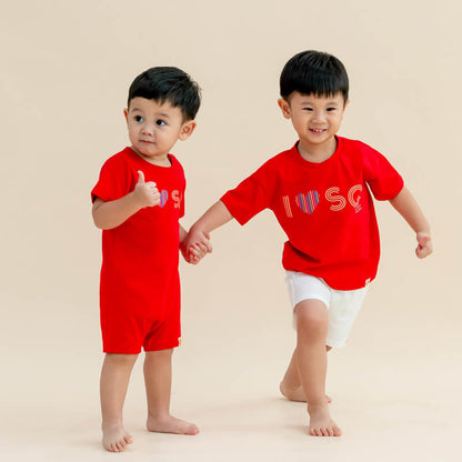 A Singapore Series - "I Love SG" Baby Romper in Red by Le Petit Society — image 3