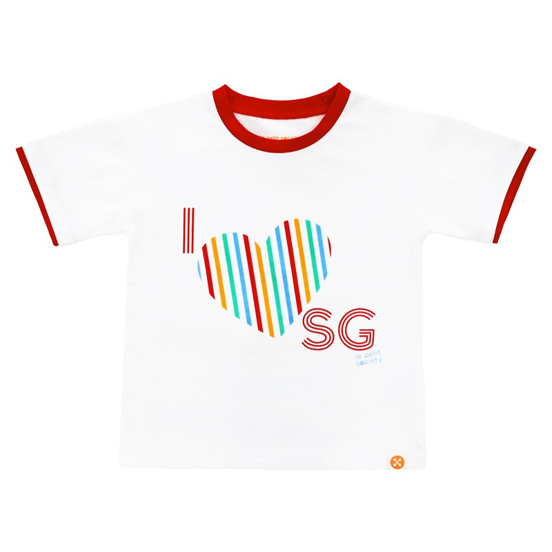 A Singapore Series - "I Love SG" Kids Contrast Tee in White by Le Petit Society — image 8