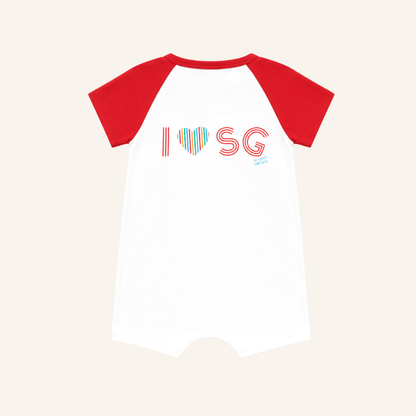 A Singapore Series in "I Love SG" Baby Raglan Romper by Le Petit Society — image 3