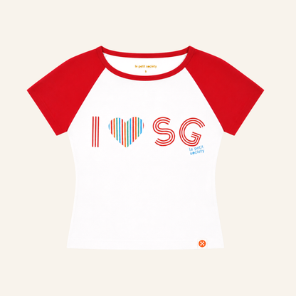 A Singapore Series in "I Love SG" Ladies/Teens Raglan Tee by Le Petit Society — image 10