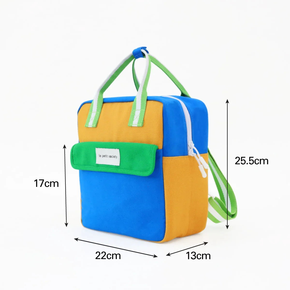 Kids Insulated Backpack in Colour Block - Blue/Green (Personalisable)