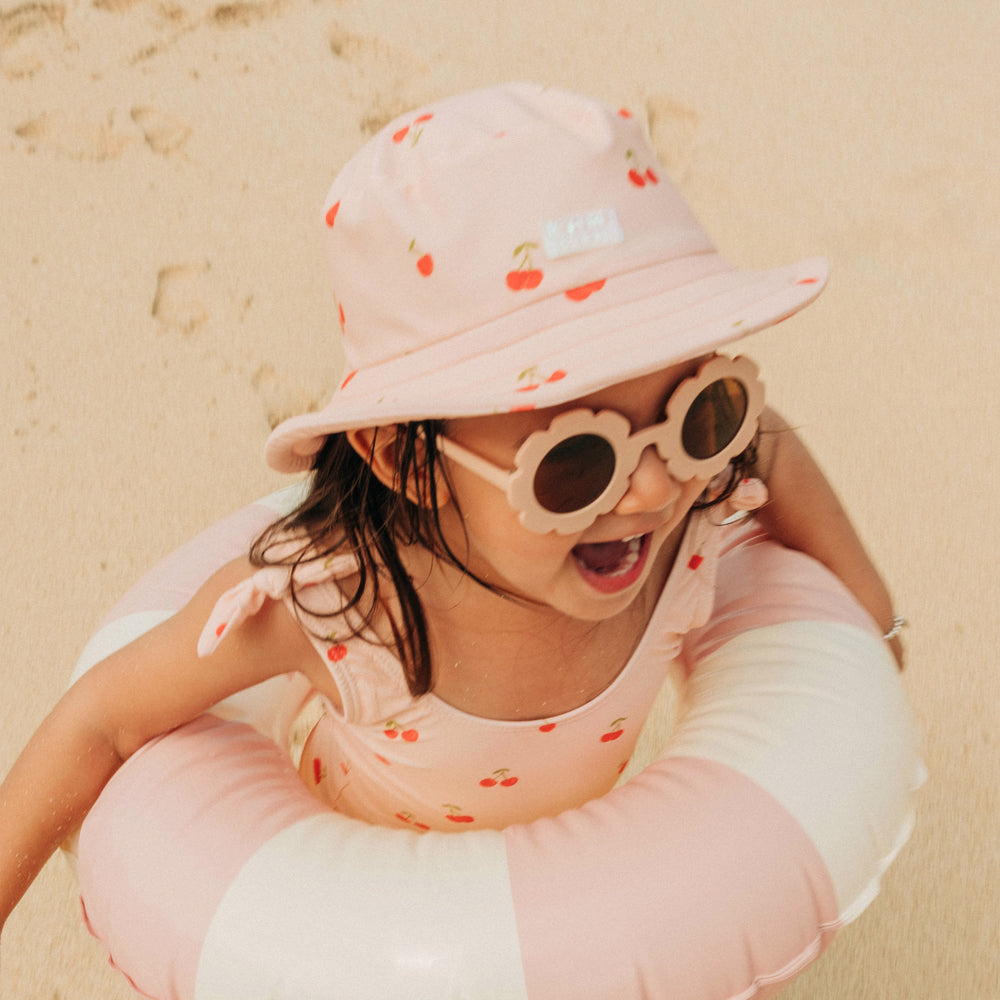 Kids Bucket Hat in Cherry Print by Le Petit Society