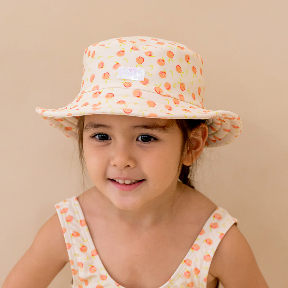 Kids Bucket Hat in Peach Print by Le Petit Society — image 3