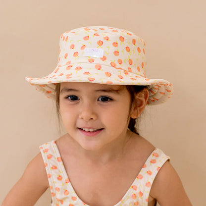 Kids Bucket Hat in Peach Print by Le Petit Society — image 3