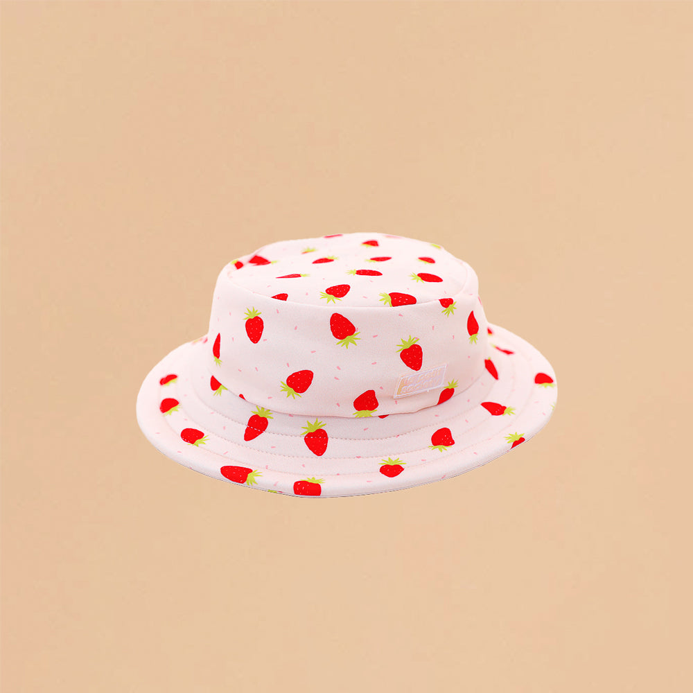 Kids Bucket Hat in Strawberry Print by Le Petit Society
