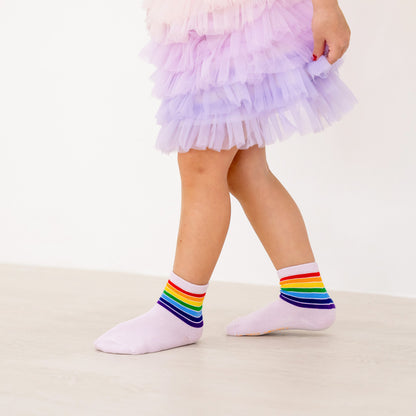 Rainbow Series - Kids Crew Socks in Lilac by Le Petit Society — image 2