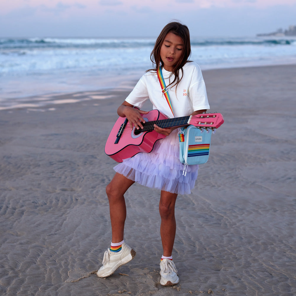 Rainbow Series - Kids Crew Socks in White by Le Petit Society — image 2