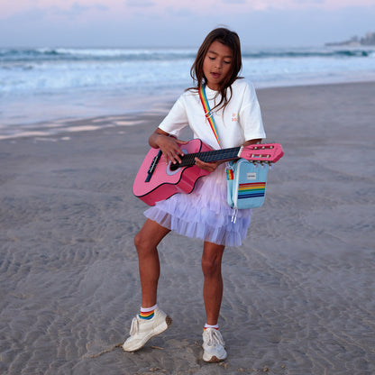 Rainbow Series - Kids Crew Socks in White by Le Petit Society — image 2