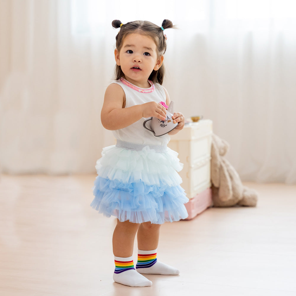 Rainbow Series - Kids Crew Socks in White by Le Petit Society — image 8