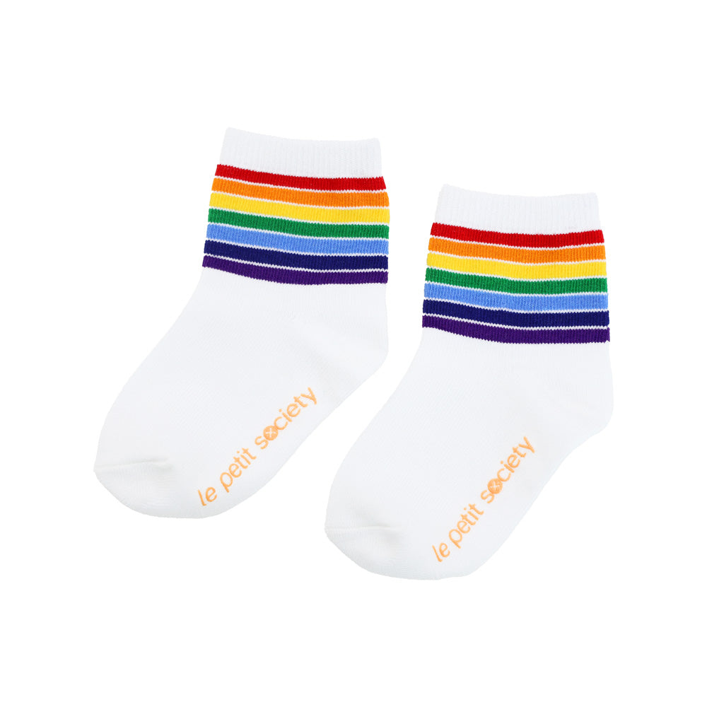 Rainbow Series - Kids Crew Socks in White by Le Petit Society — image 6
