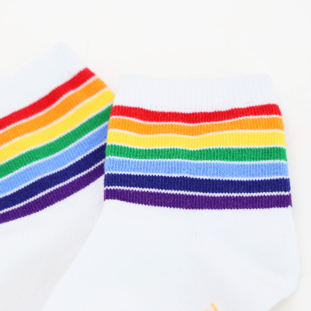 Rainbow Series - Kids Crew Socks in White by Le Petit Society — image 9