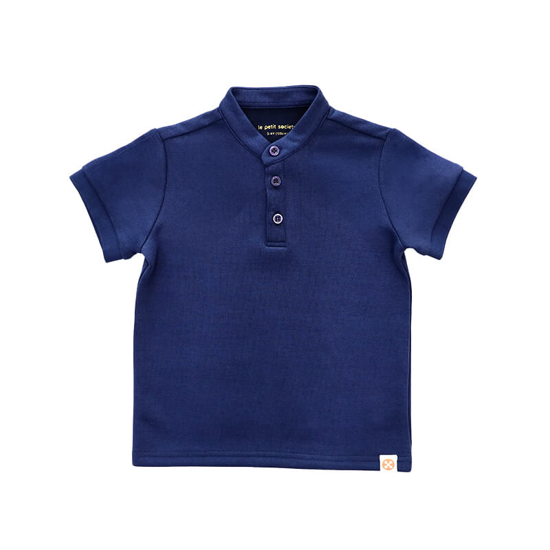 Polo Series - Boys Polo Shirt in Navy by Le Petit Society — image 8