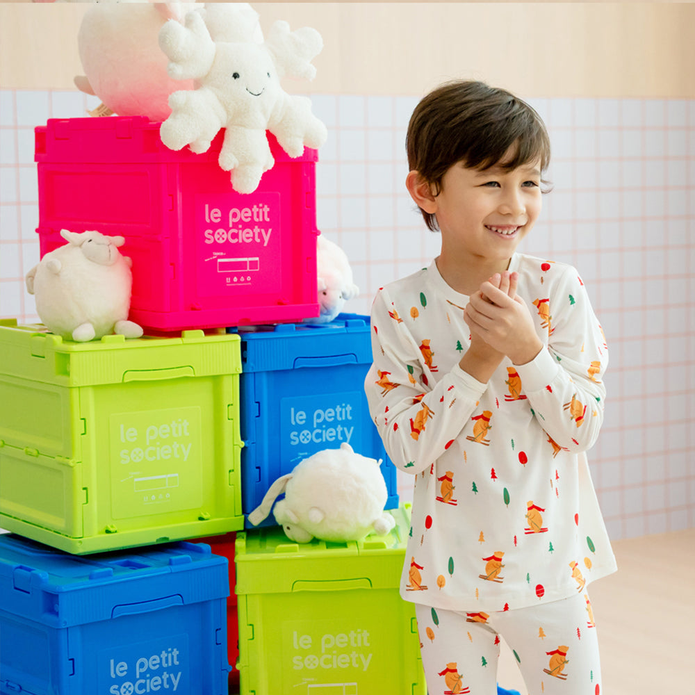 Kids Bamboo Pyjamas in Ski Bear Print by Le Petit Society — image 16