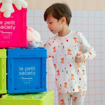 Kids Bamboo Pyjamas in Ski Bear Print by Le Petit Society — image 4