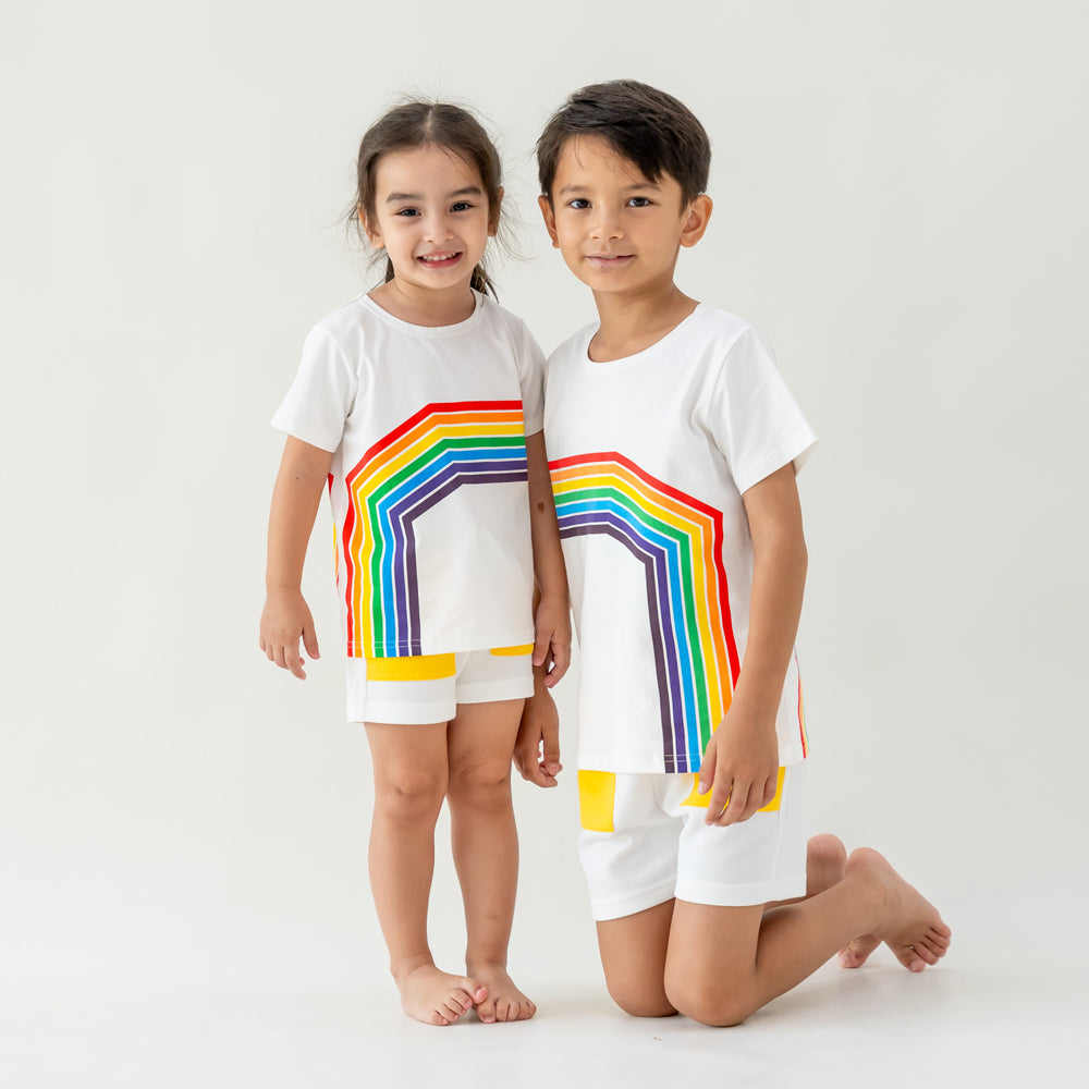 Rainbow Series - Kids Tee in White (Left Arc) by Le Petit Society — image 5