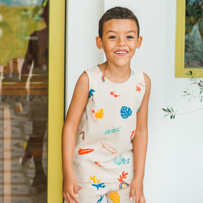 Resort Series in Kids Ribbed Tank In Paradise Print by Le Petit Society — image 13